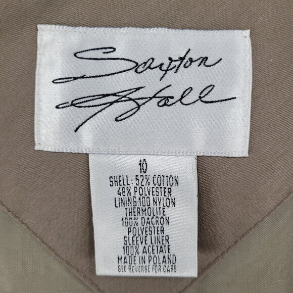 Saxton Hall Brown Thermo Lite Lined Belted Double Breasted Trench Coat Size 10 - Picture 3 of 16